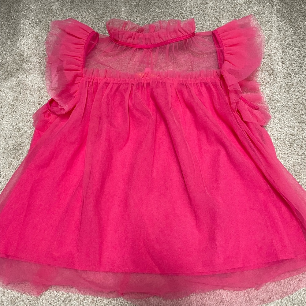 THML Hot Pink Sheer Ruffled Blouse